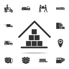 Poster - warehouse with packing box icon. Detailed set of logistic icons. Premium graphic design. One of the collection icons for websites, web design, mobile app