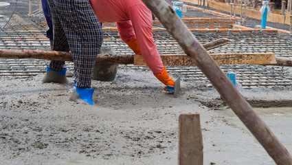 Wall Mural - building house, worker, construction irons for building, concrete and equipment