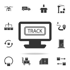 Poster - on the monitor delivery truck icon. Detailed set of logistic icons. Premium graphic design. One of the collection icons for websites, web design, mobile app