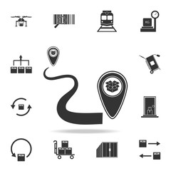 Poster - connection of two parcels in pins icon. Detailed set of logistic icons. Premium graphic design. One of the collection icons for websites, web design, mobile app
