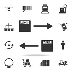 Poster - direction arrows and packing boxes icon. Detailed set of logistic icons. Premium graphic design. One of the collection icons for websites, web design, mobile app
