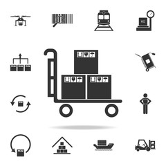 Poster - trolley with a packing box icon. Detailed set of logistic icons. Premium graphic design. One of the collection icons for websites, web design, mobile app