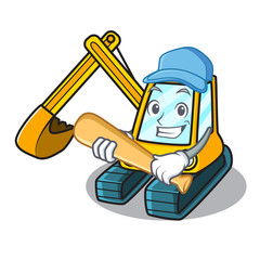 Sticker - Playing baseball excavator character cartoon style