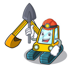 Wall Mural - Miner excavator mascot cartoon style