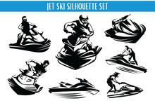 Extreme Jet Ski Silhouette Set