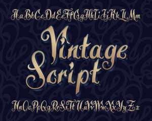 Poster - vector vintage script font with extruded volume effect