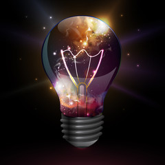 Wall Mural - abstract open space background. starfield, universe, nebula in galaxy in light bulb. vector illustra