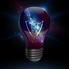 Wall Mural - abstract open space background. starfield, universe, nebula in galaxy in light bulb. vector illustra