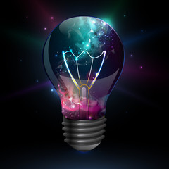 Wall Mural - abstract open space background. starfield, universe, nebula in galaxy in light bulb. vector illustra