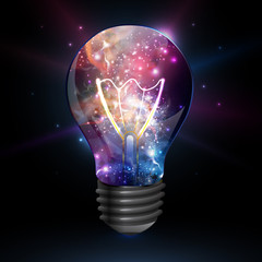 Wall Mural - abstract open space background. starfield, universe, nebula in galaxy in light bulb. vector illustra