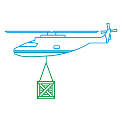 Poster - degraded line helicopter transport with wood box hanging