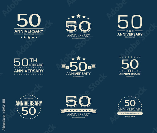 50 - year anniversary celebrating logotype. 50th anniversary logo set