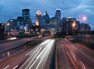 Wall Mural - Highway Carries Cars and Trucks into and out of Minneapolis