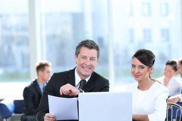 business partners working together in office