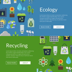 Poster - Vector banners illustration with ecology flat icons