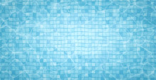 Swimming Pool Bottom Caustics Ripple And Flow With Waves Background. Summer Background. Texture Of Water Surface. Overhead View. Vector Illustration Background