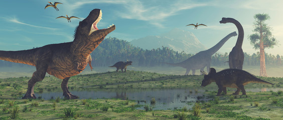 Plakat antyczny park dinozaur