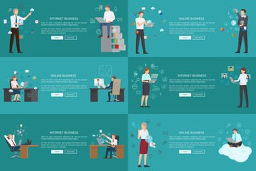 Internet Online Business Set of Colorful Cards
