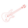 Bass Gitarre - OUTLINE KONTUR - Icon Symbol Piktogramm Bildmarke grafisches Element - Web Druck - Vektor - rot auf weißen Hintergrund