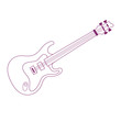 Bass Gitarre - OUTLINE KONTUR - Icon Symbol Piktogramm Bildmarke grafisches Element - Web Druck - Vektor - violett auf weißen Hintergrund