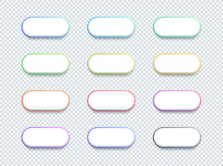 Poster - Vector 3d Shape White Text Box Banner Elements Set of 12