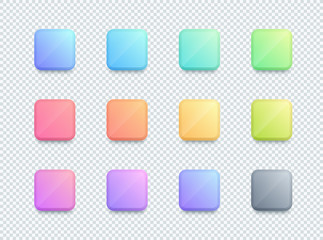 Poster - Vector 3d Square Colorful Text Box Banner Elements Set of 12