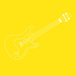Bass Gitarre - OUTLINE KONTUR - Icon Symbol Piktogramm Bildmarke grafisches Element - Web Druck - Vektor - weiß auf gelben Hintergrund