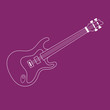 Bass Gitarre - OUTLINE KONTUR - Icon Symbol Piktogramm Bildmarke grafisches Element - Web Druck - Vektor - weiß auf violetten Hintergrund