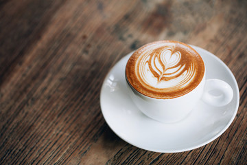 Beautiful latte art flat lay