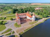 Mir Castle Complex. Flying above. Drone HDR-photo