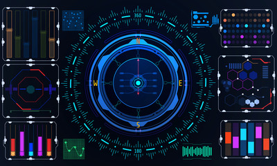 Poster - HUD Futuristic Element User Interface Virtual Navigation Compass System Concept Vector Background