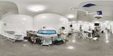 Fototapeta  - Panorama of the room for delivery in the maternity hospital for women. Interior of the 360 room in the maternity hospital with a lot of equipment for resuscitation and for the delivery of labor in