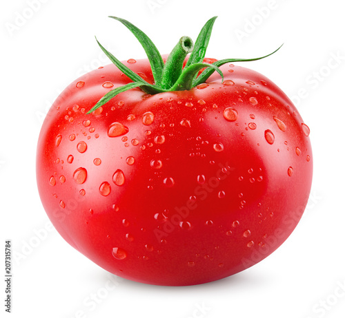 Fotomural Tomato. Tomato with drops isolated. With clipping path.