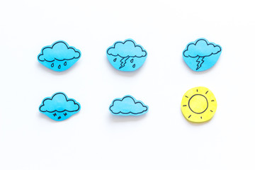 Wall Mural - modern weather icons set on white background top view
