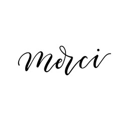Wall Mural - Merci lettering inscription in french means 