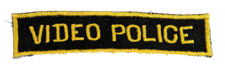 stitched gold on black video police patch