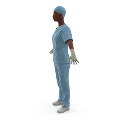 Wall Mural - Nurse or young doctor standing in full body isolated on white. 3D illustration