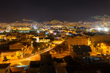 Wall Mural - Night view of Cuzco city