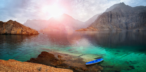 Poster - Sea tropical landscape with mountains and fjords, Oman
