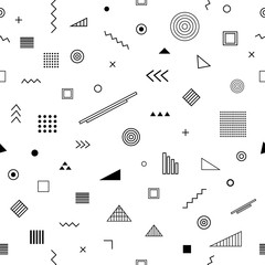 Wall Mural - Seamless pattern with memphis style
