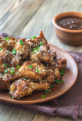 Wall Mural - Chicken teriyaki wings with barbecue sauce