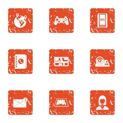 Poster - Commission assistance icons set. Grunge set of 9 commission assistance vector icons for web isolated on white background