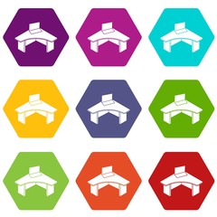 Poster - Office table icons 9 set coloful isolated on white for web