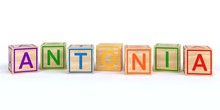 The Name Antonia Written With Isolated Wooden Toy Cubes