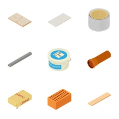 Poster - Construction material icons set. Cartoon set of 9 construction material vector icons for web isolated on white background