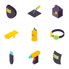 Poster - Construction project icons set. Isometric set of 9 construction project vector icons for web isolated on white background