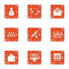 Poster - Team for money icons set. Grunge set of 9 team for money vector icons for web isolated on white background