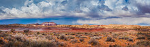 Cathedral Valley, Capitol Reef National Park, Utah. Cathedral Valley, In The Northern Area Of Capitol Reef National Park, Has Some Of The Most Stunning Views Around. A Rain Squall Seen On The Horizon
