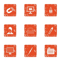 Poster - Deed icons set. Grunge set of 9 deed vector icons for web isolated on white background
