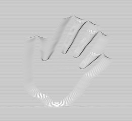 Wall Mural - geometric black and white abstract 3d hand silhouette - optical illusion - vector op line art